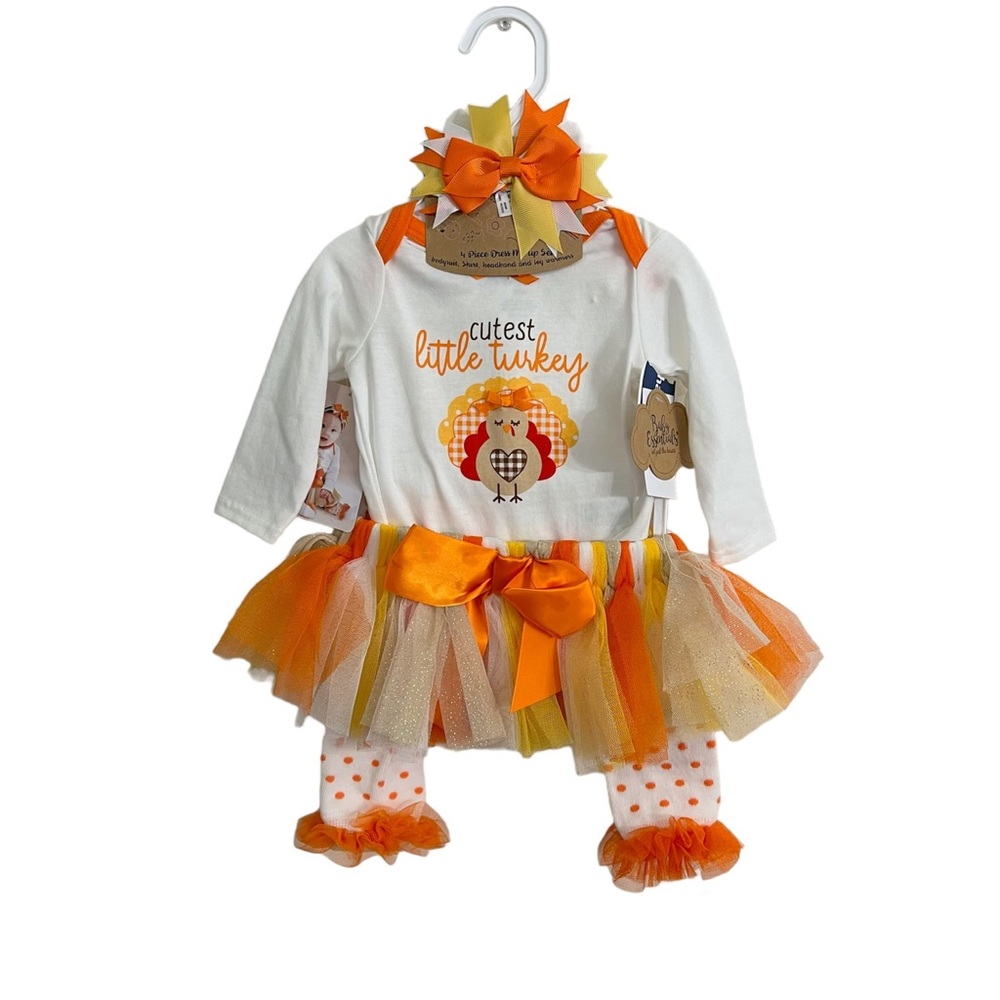 Baby Essentials Orange and White Kids Matching Set
